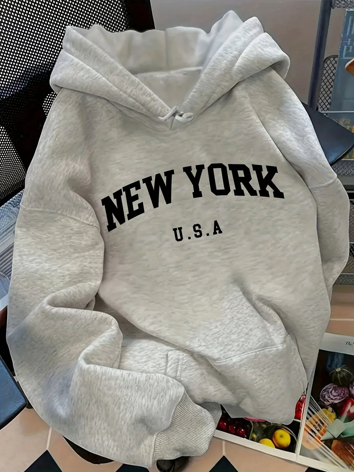 Sudadera holgada con letras para mujer