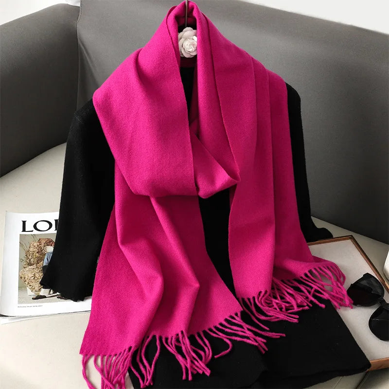 Bufanda de invierno lisa tacto cachemira