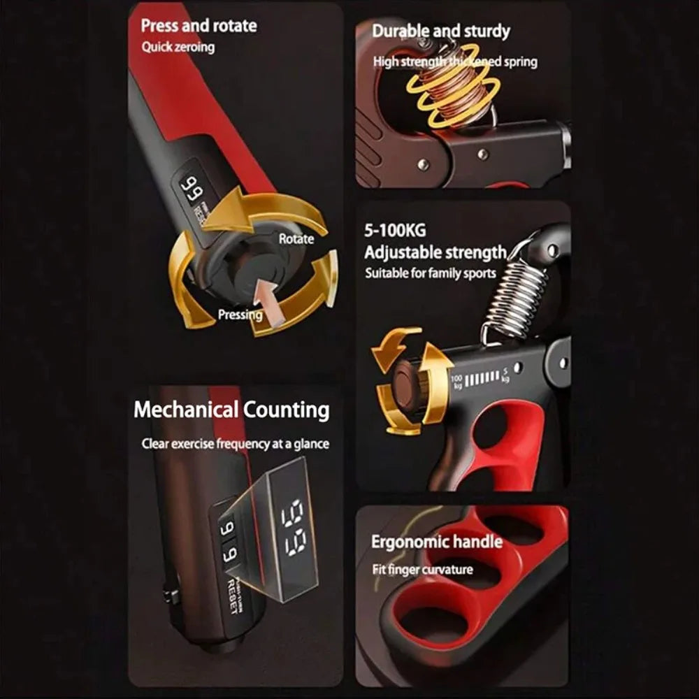Fortalecedor de mano ajustable (5–100 kg)