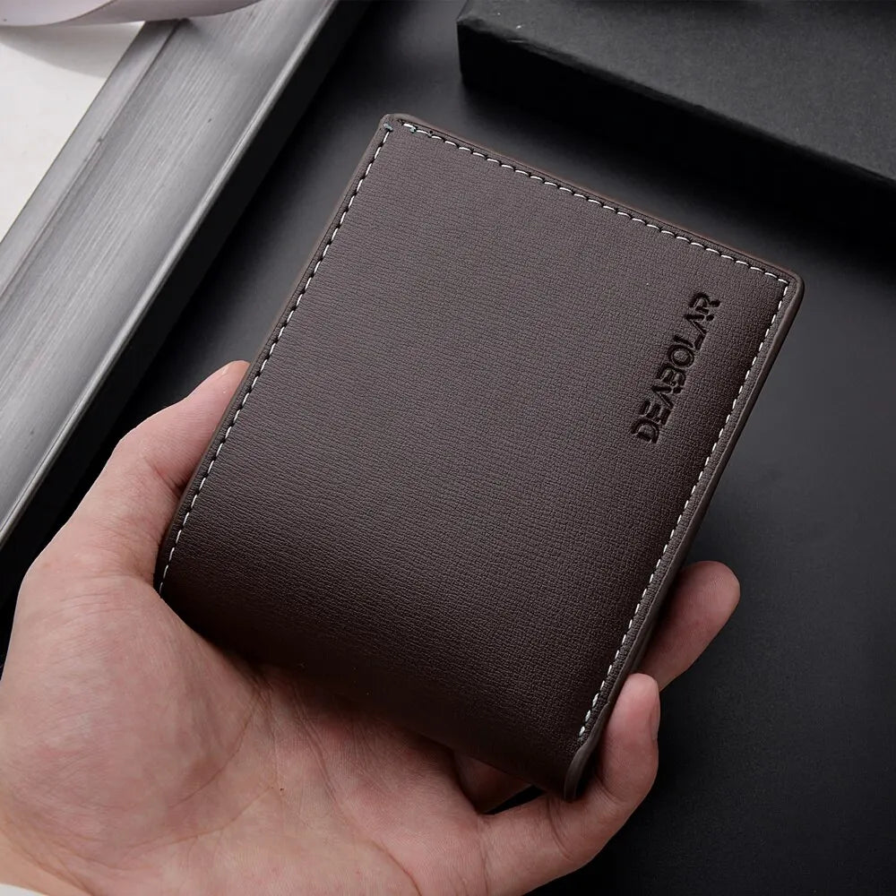 Cartera fina plegable de piel sintética para hombre