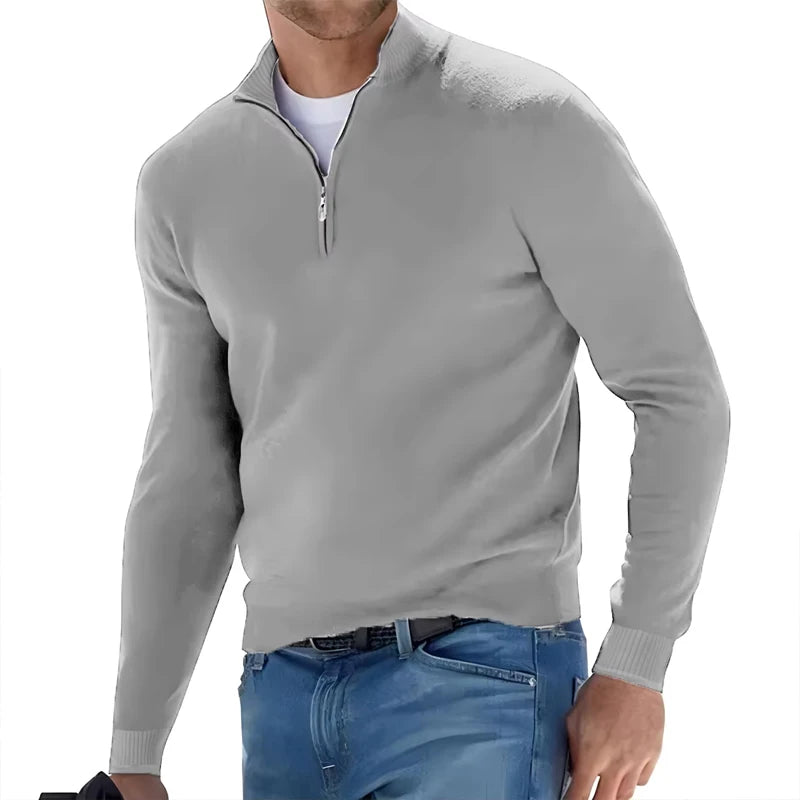 Jersey de canalé con media cremallera para hombre