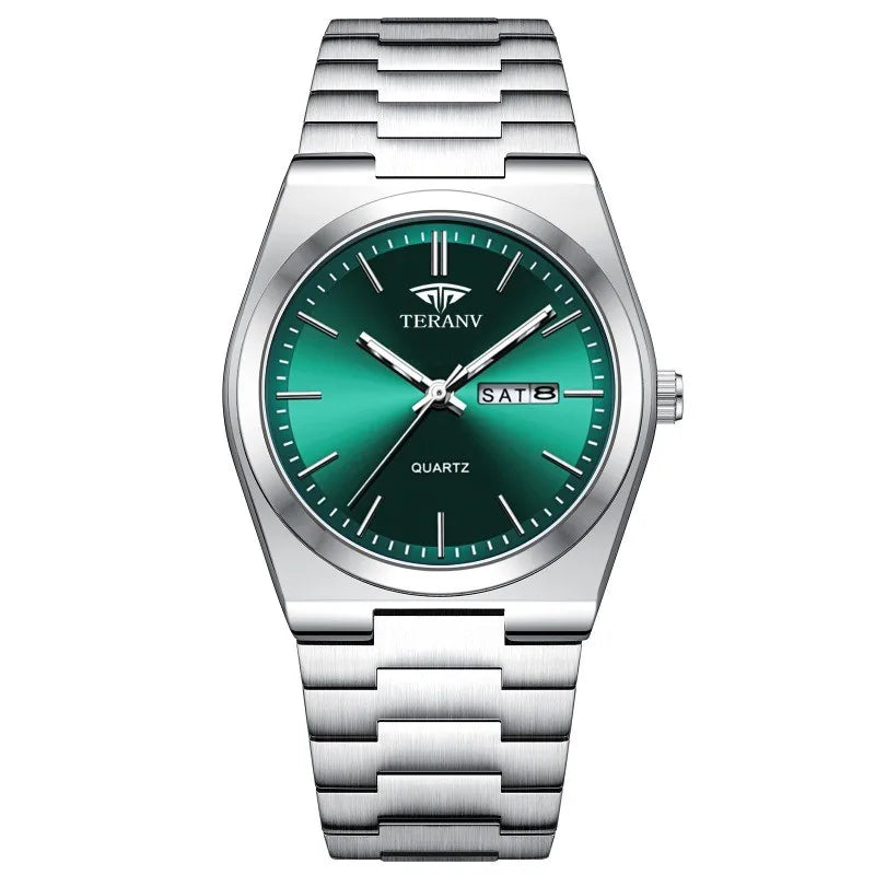 Reloj fino de acero con calendario para hombre
