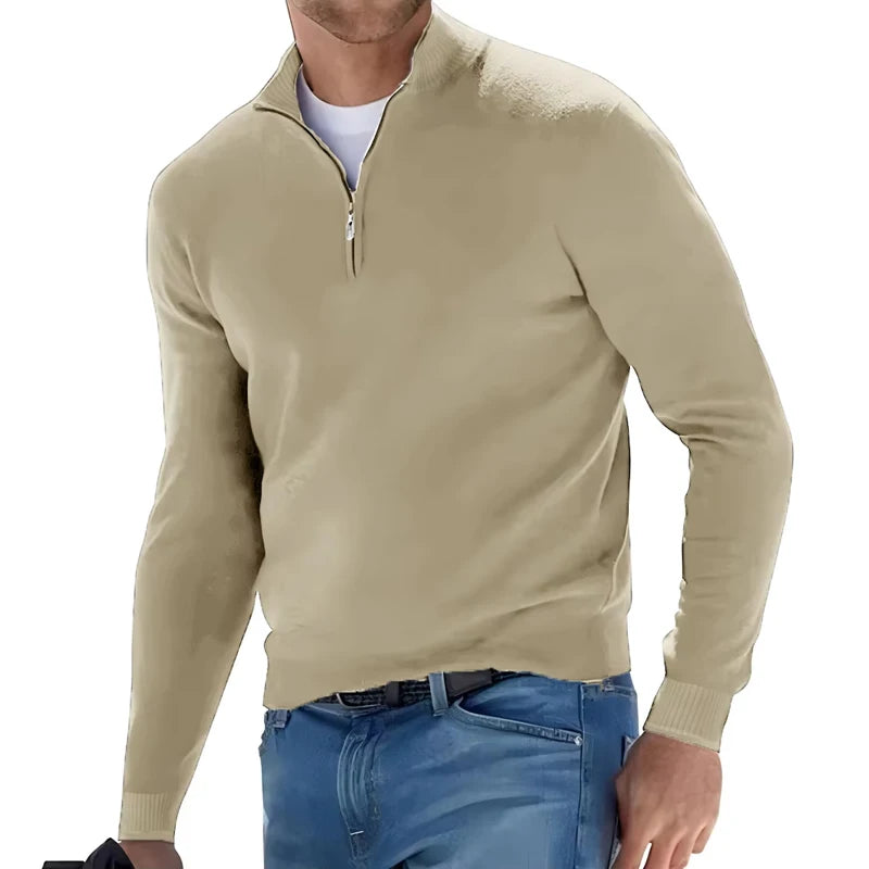Jersey de canalé con media cremallera para hombre