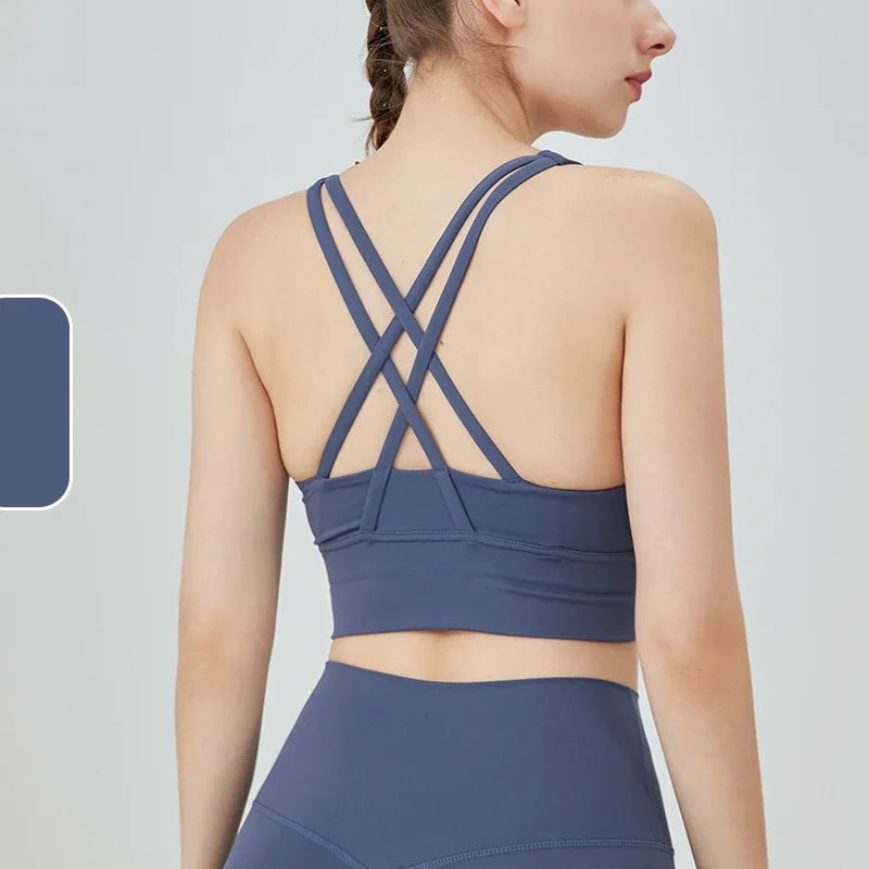 Top deportivo de espalda cruzada para mujer