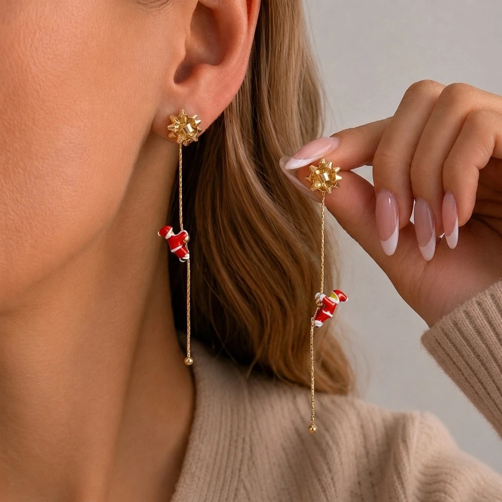 Pendientes navideños de Papá Noel