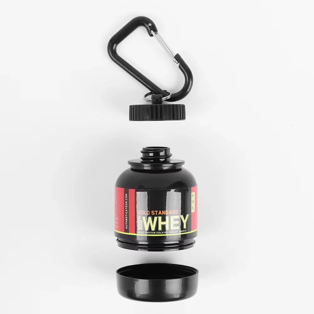 Dosificador de proteína portátil con embudo
