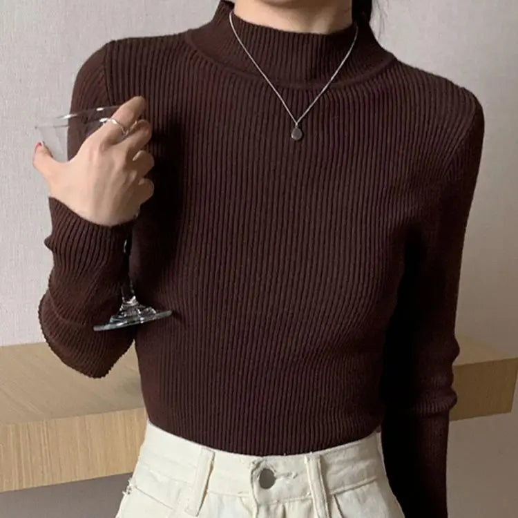 Jersey ajustado de cuello medio alto (talla única)