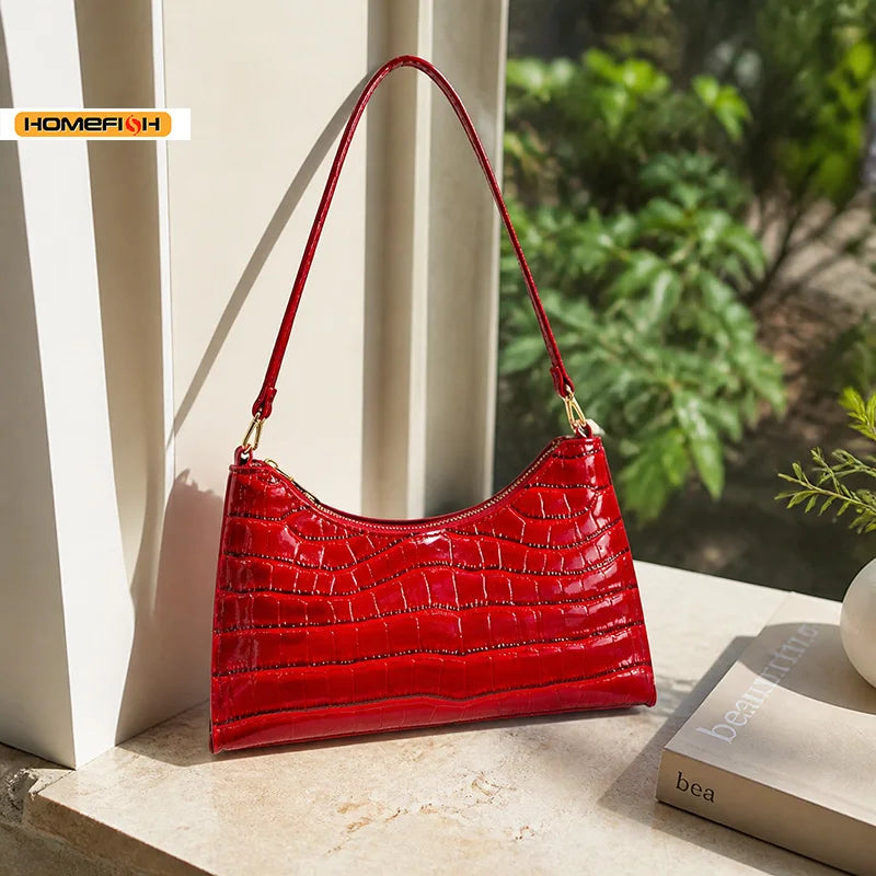 Bolso de hombro efecto cocodrilo