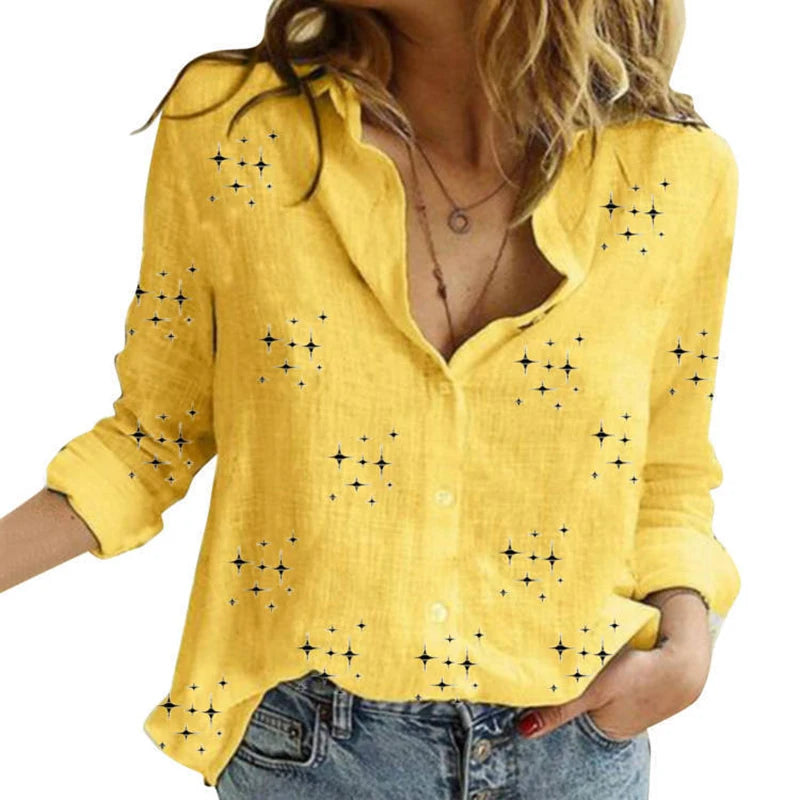 Camisa de algodón y lino con botones