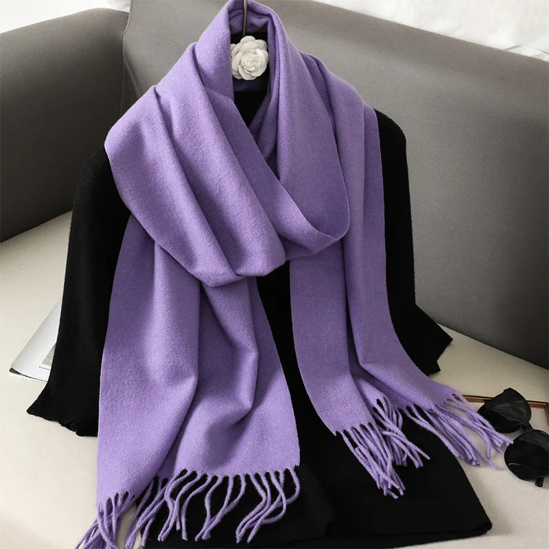 Bufanda de invierno lisa tacto cachemira