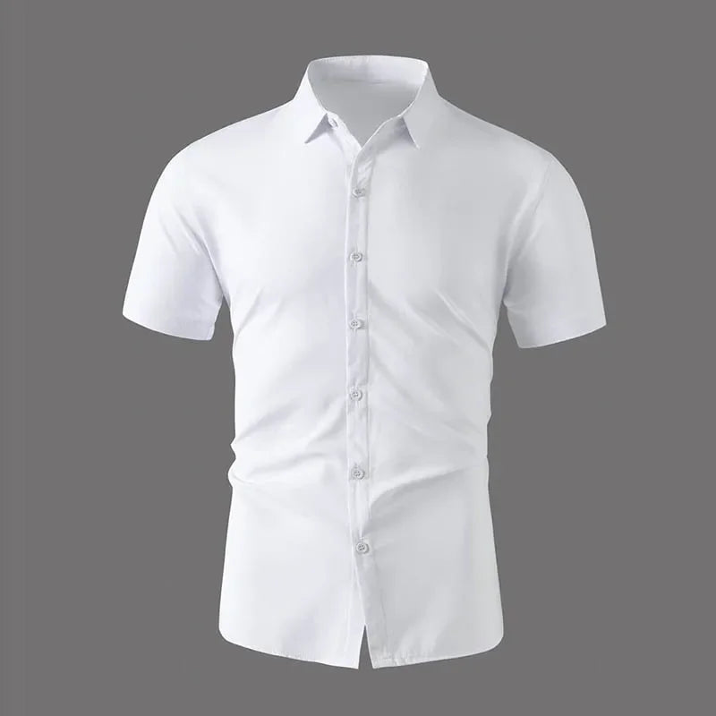 Camisa lisa de manga corta para hombre