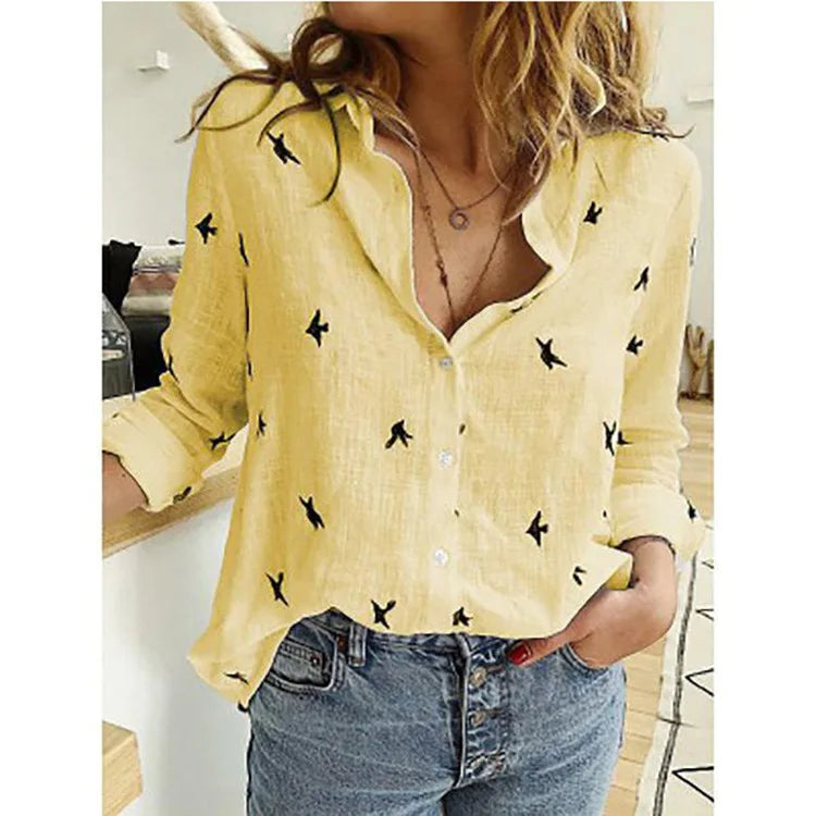 Camisa de algodón y lino con botones