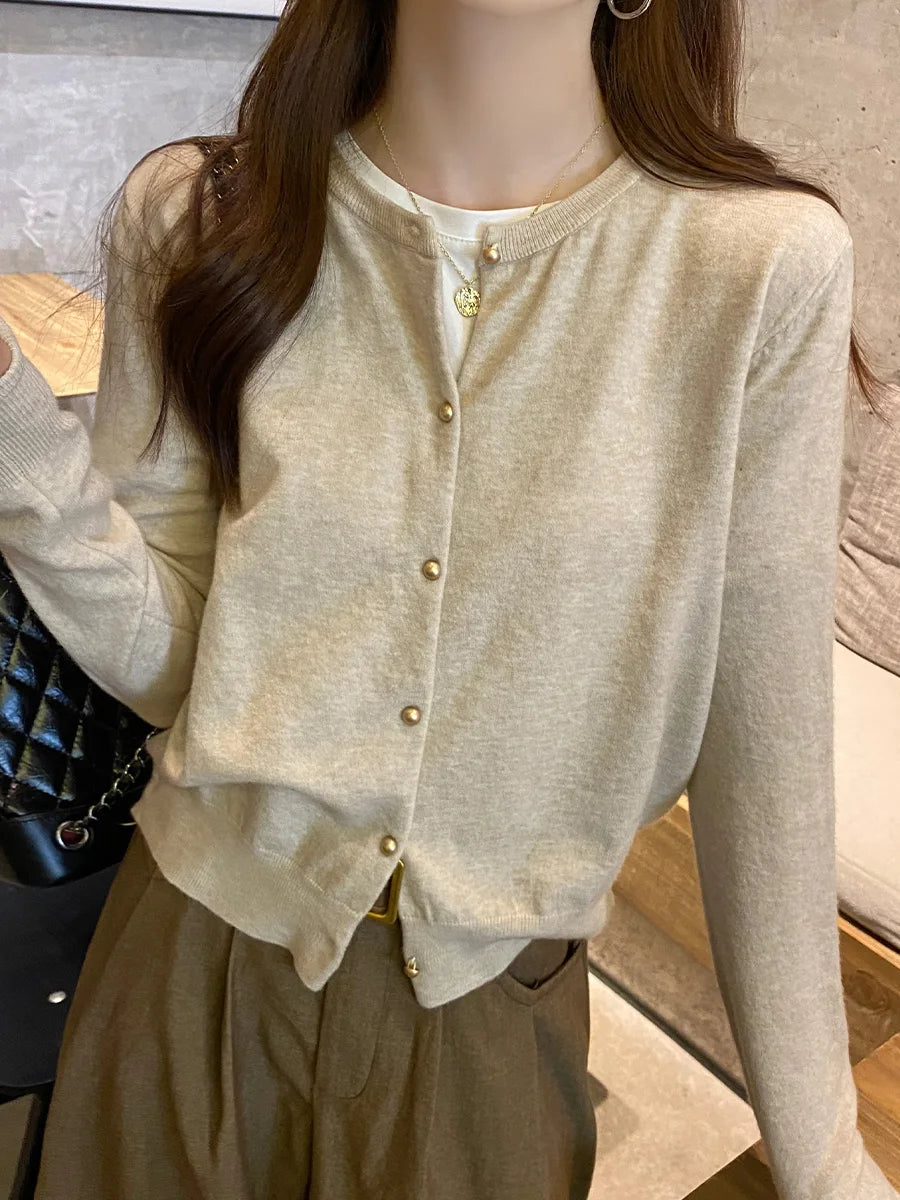 Cárdigan de punto liso con botones para mujer