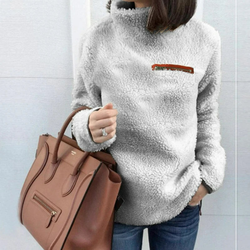 Jersey de cuello alto suave para mujer