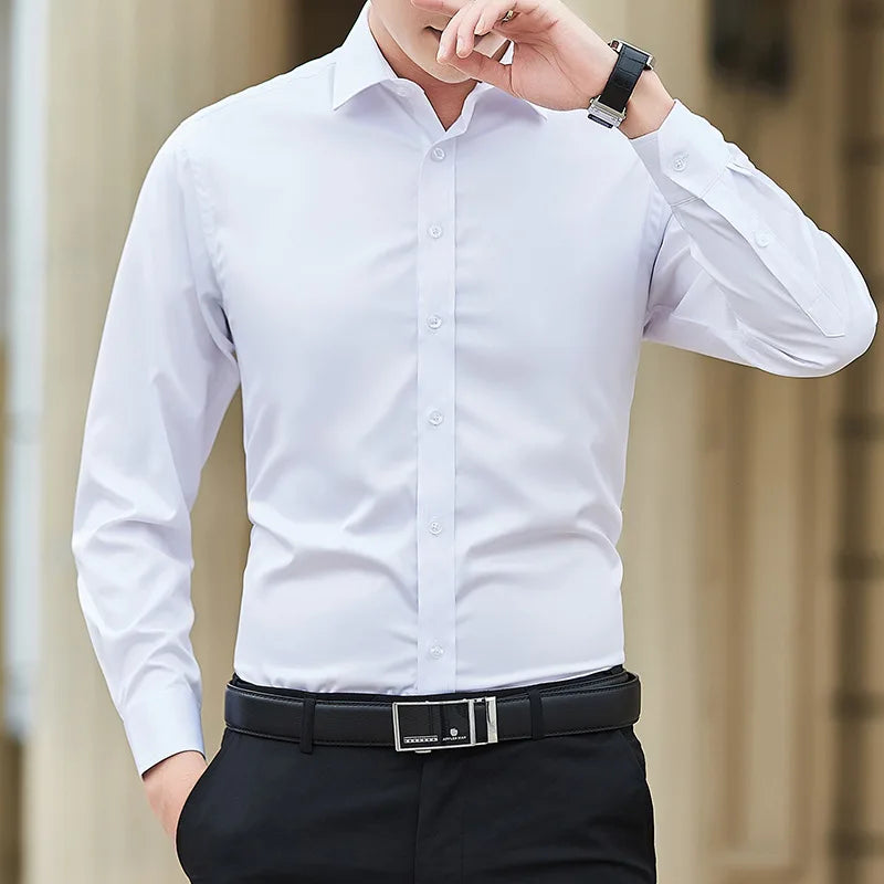 Camisa lisa de manga larga para hombre (hasta 8XL)