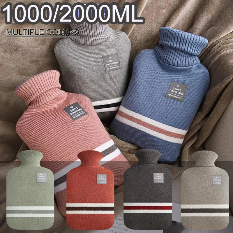 Bolsa de agua caliente con funda de punto (1 o 2 litros)