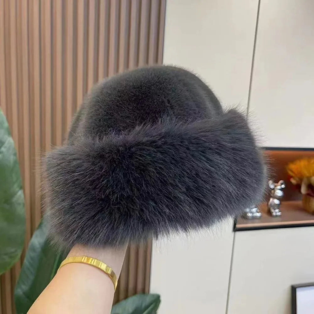 Gorro de pescador de pelo esponjoso para mujer
