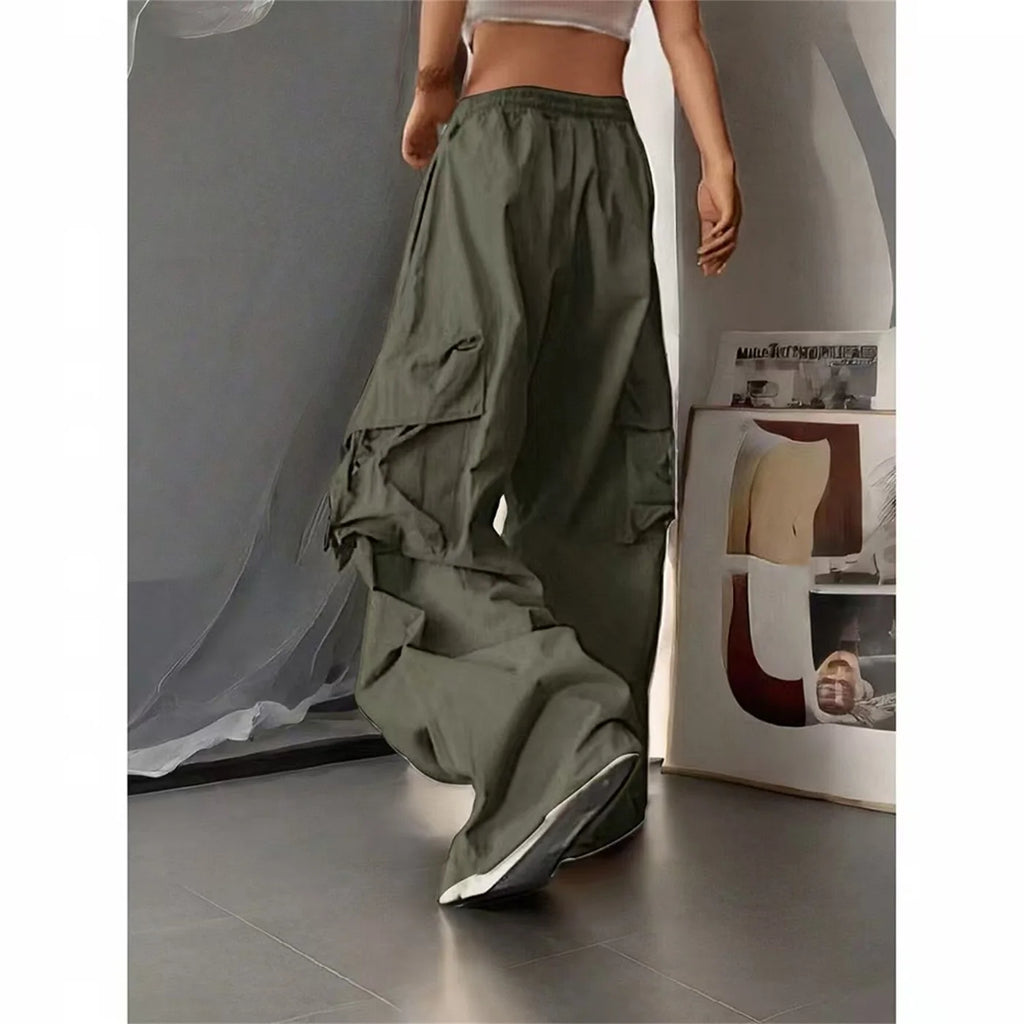 Pantalón vintage de cintura alta con bolsillos para mujer