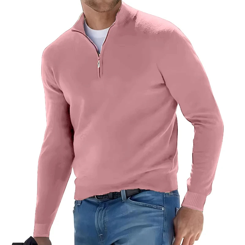 Jersey de canalé con media cremallera para hombre