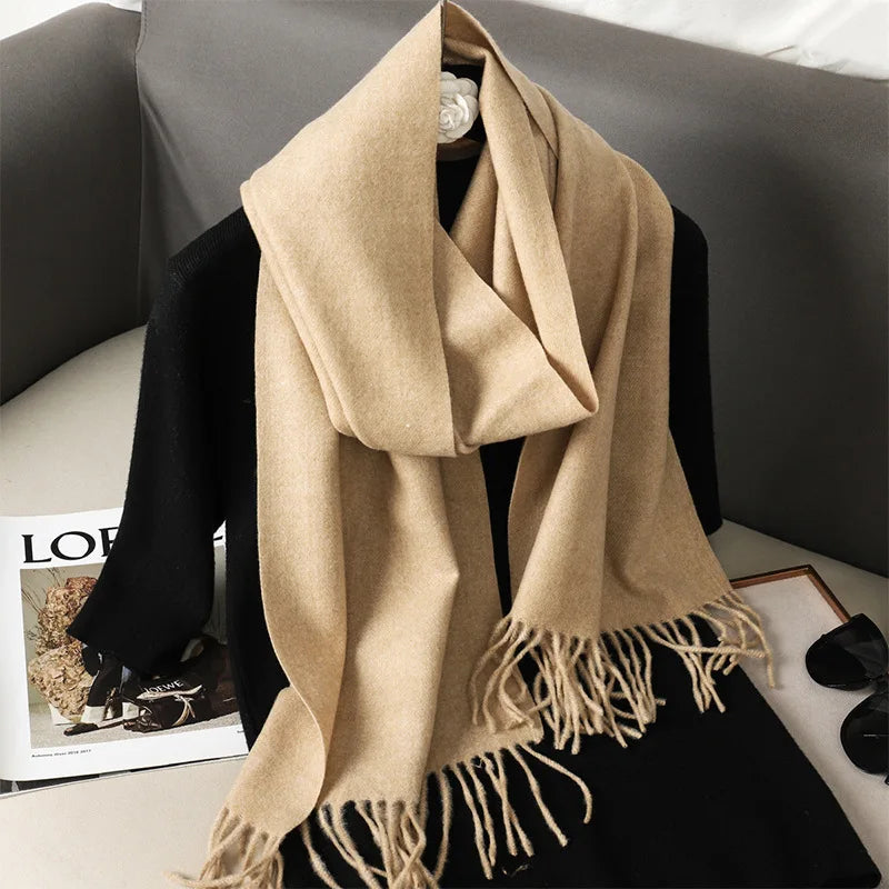 Bufanda de invierno lisa tacto cachemira