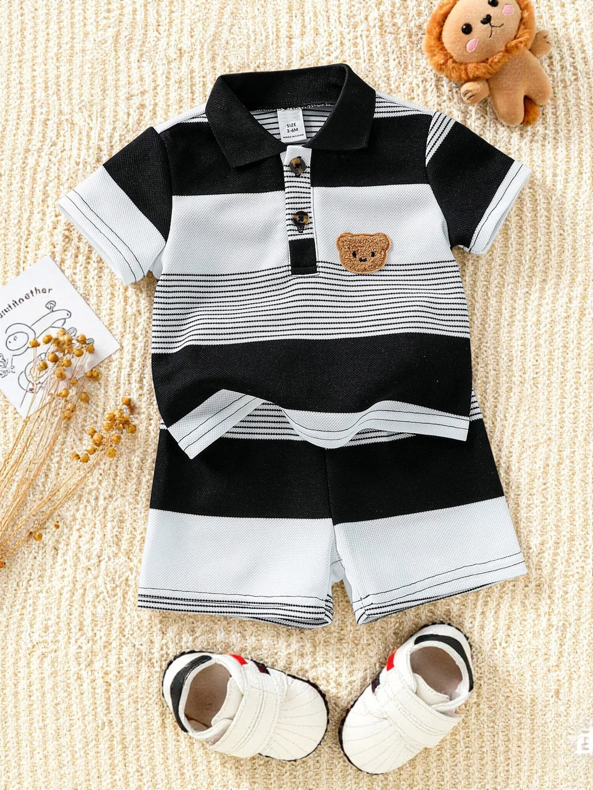 Conjunto bebé camiseta y short con osito