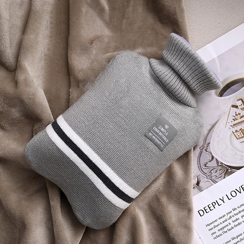 Bolsa de agua caliente con funda de punto (1 o 2 litros)