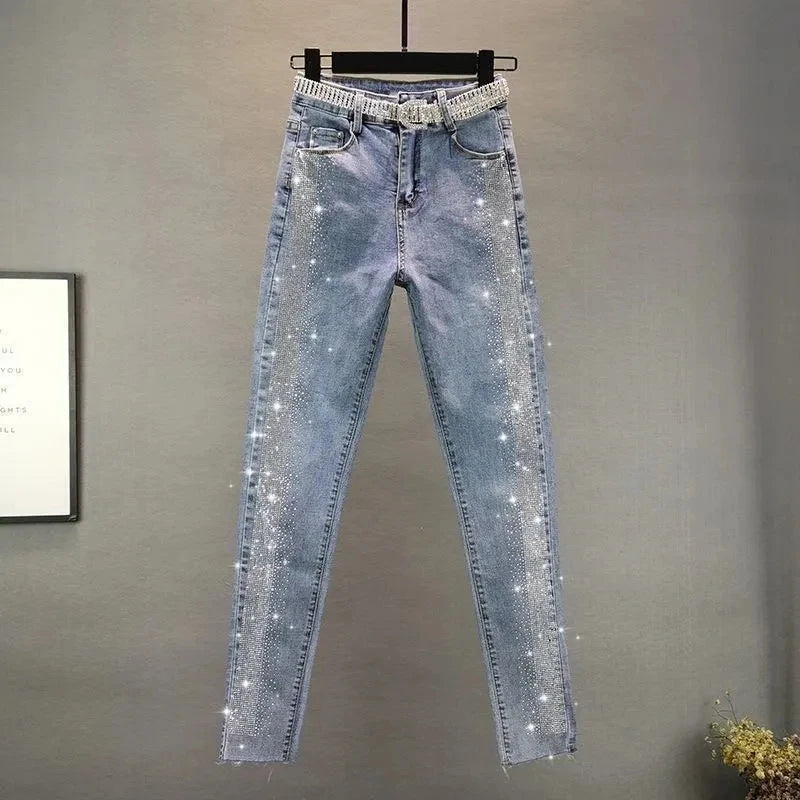 Vaquero pitillo de tiro alto elástico para mujer (hasta 5XL)