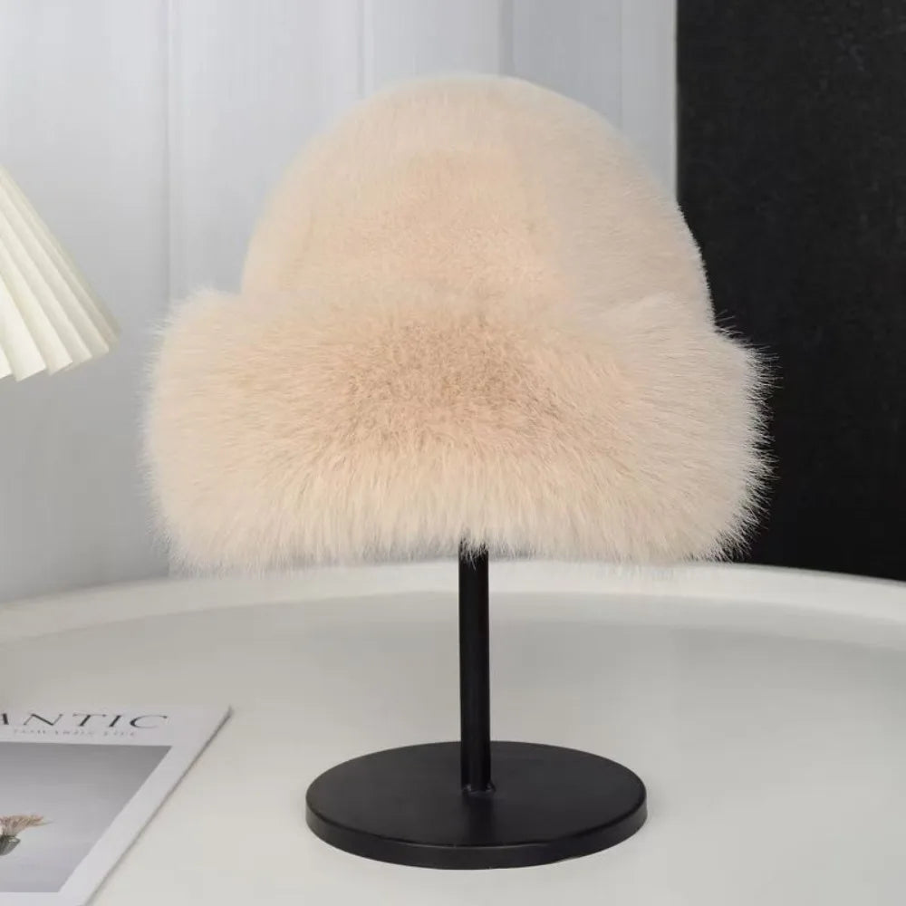 Gorro de pescador de pelo esponjoso para mujer