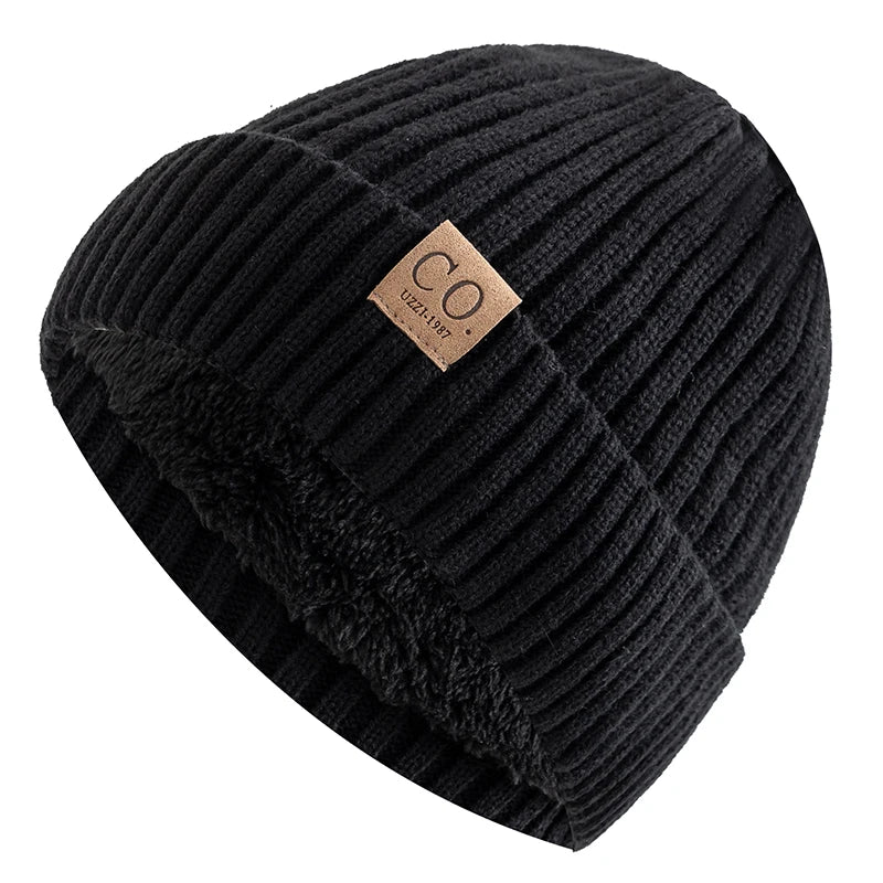 Gorro de punto bicolor con forro de pelo