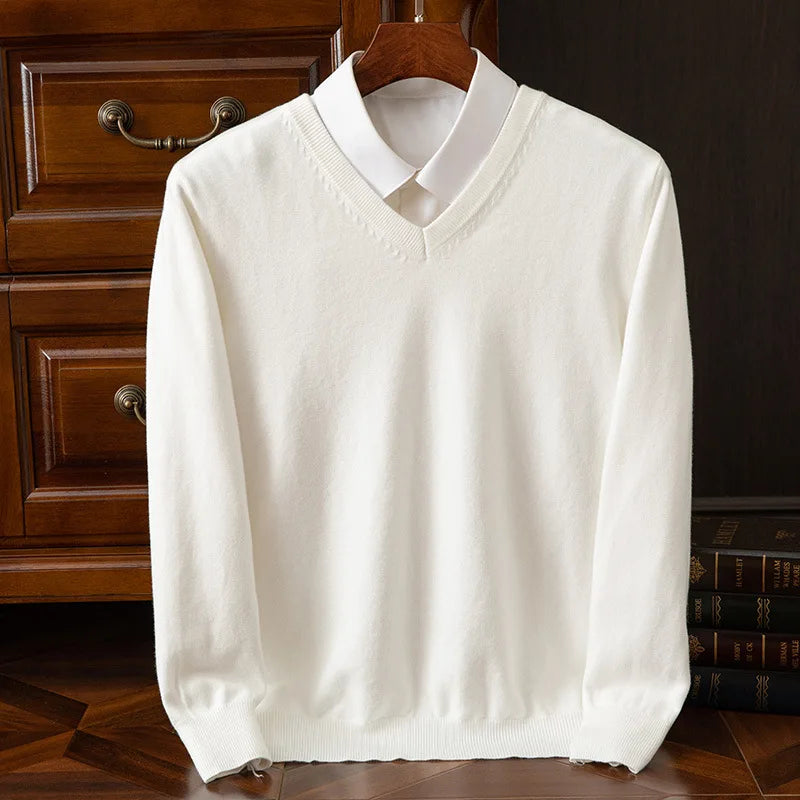 Jersey grueso de cuello pico para hombre
