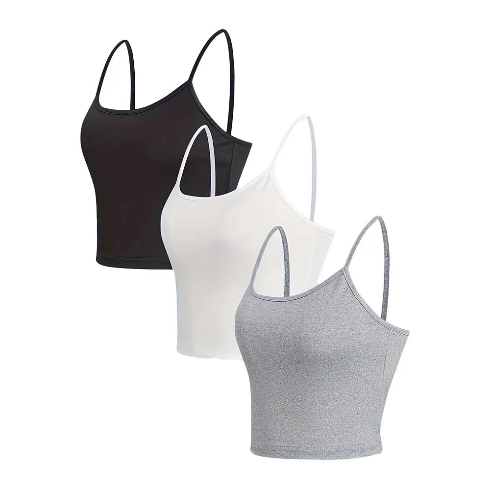 Pack de 3 tops de tirantes finos con espalda abierta