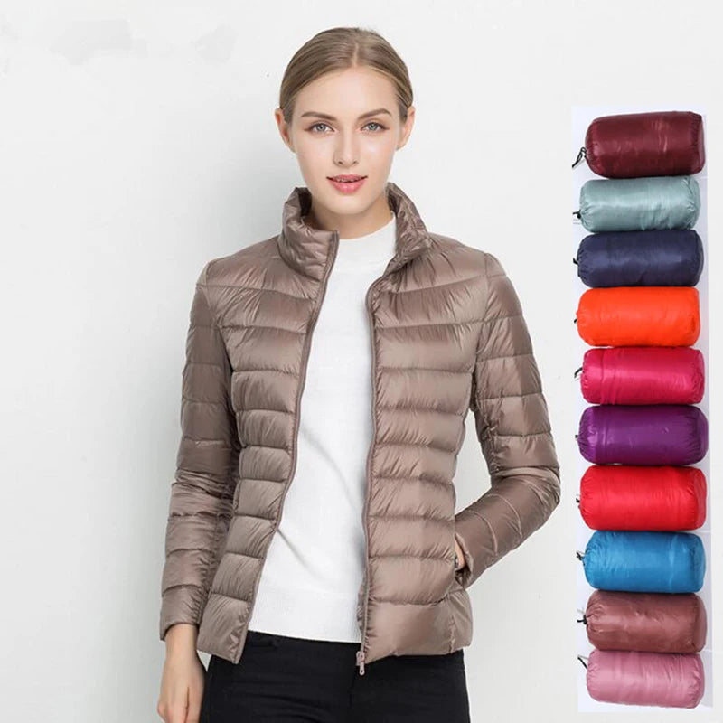 Plumífero corto ultraligero para mujer