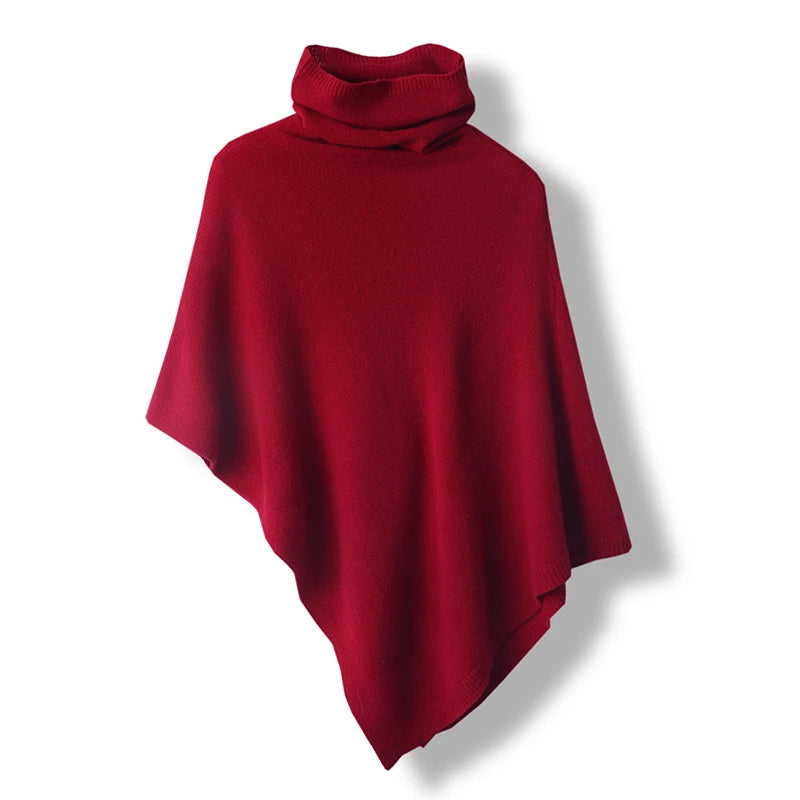 Poncho de punto con cuello alto