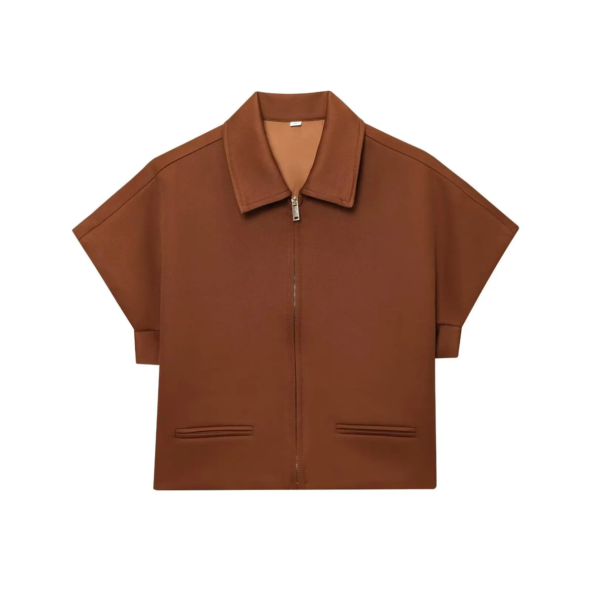 Conjunto de chaqueta corta con cremallera y pantalón