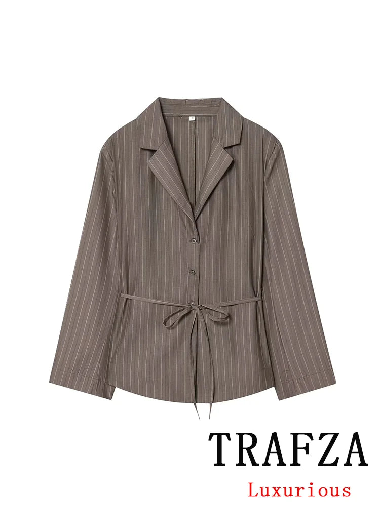 Traje de blazer y pantalón ancho de rayas (2 piezas)