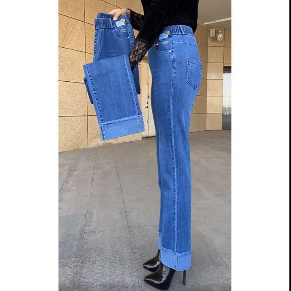 Vaqueros rectos con cintura elástica (hasta 5XL)