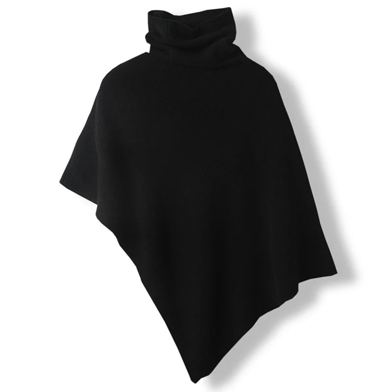 Poncho de punto con cuello alto