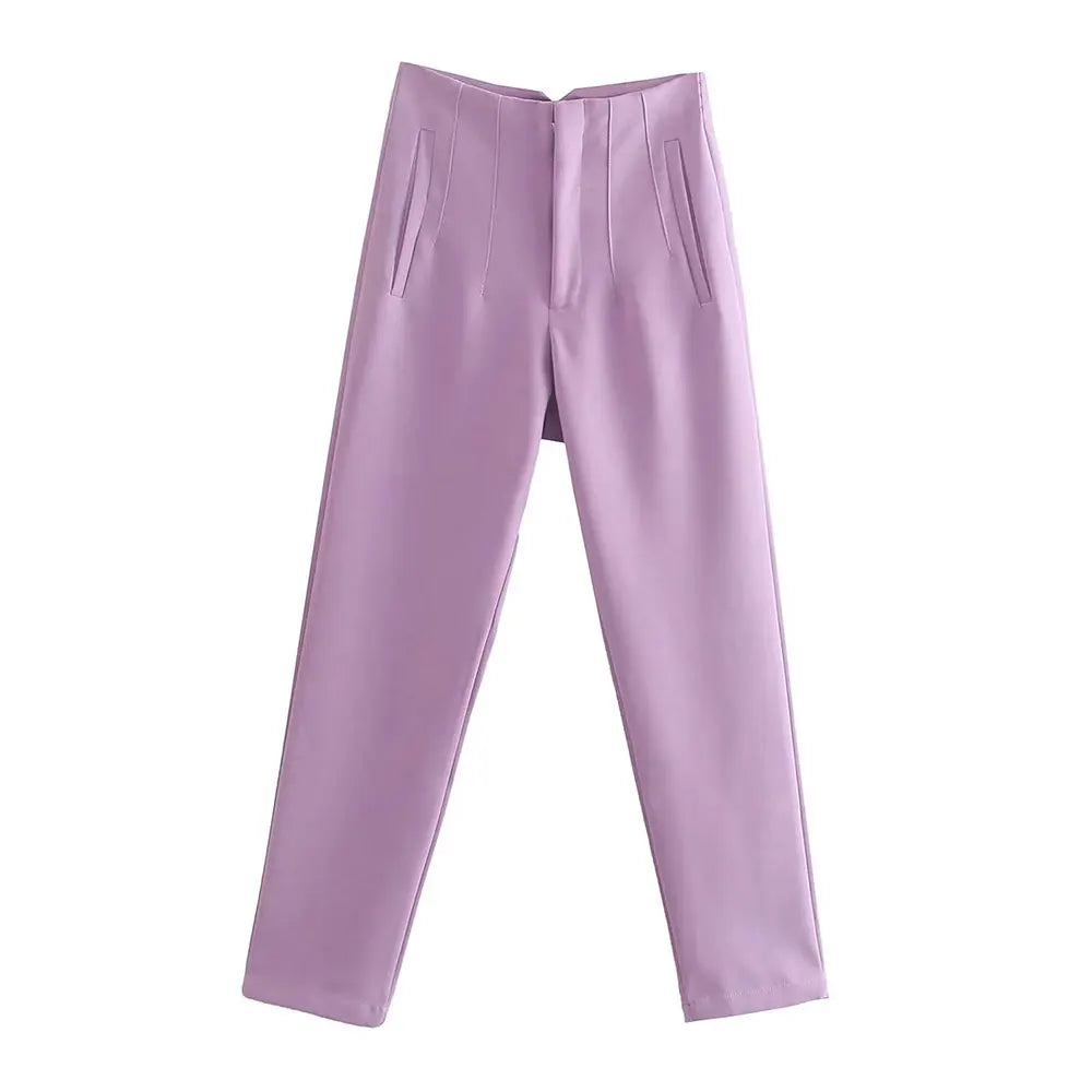 Pantalón de tiro alto básico en colores