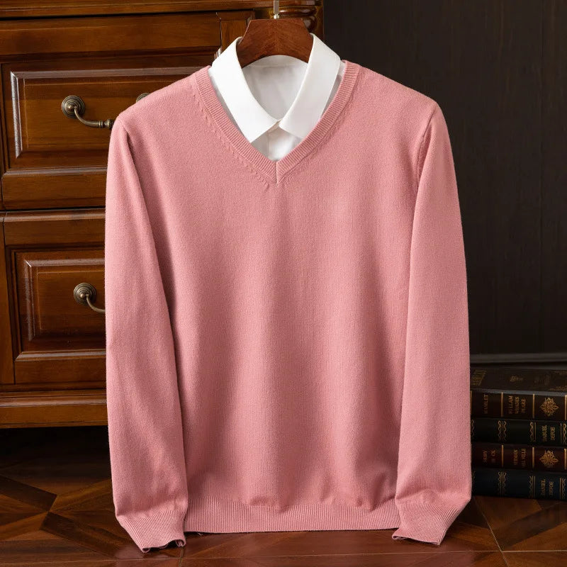Jersey grueso de cuello pico para hombre