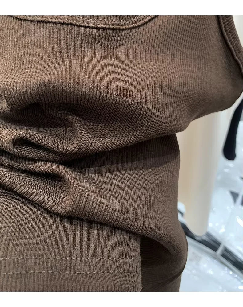 Camiseta de tirantes de canalé básica para mujer