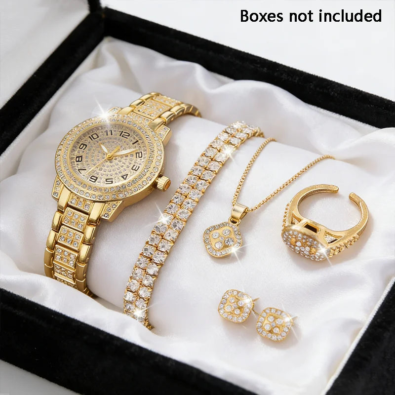 Reloj dorado con brillantes para mujer