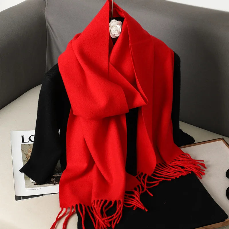 Bufanda de invierno lisa tacto cachemira