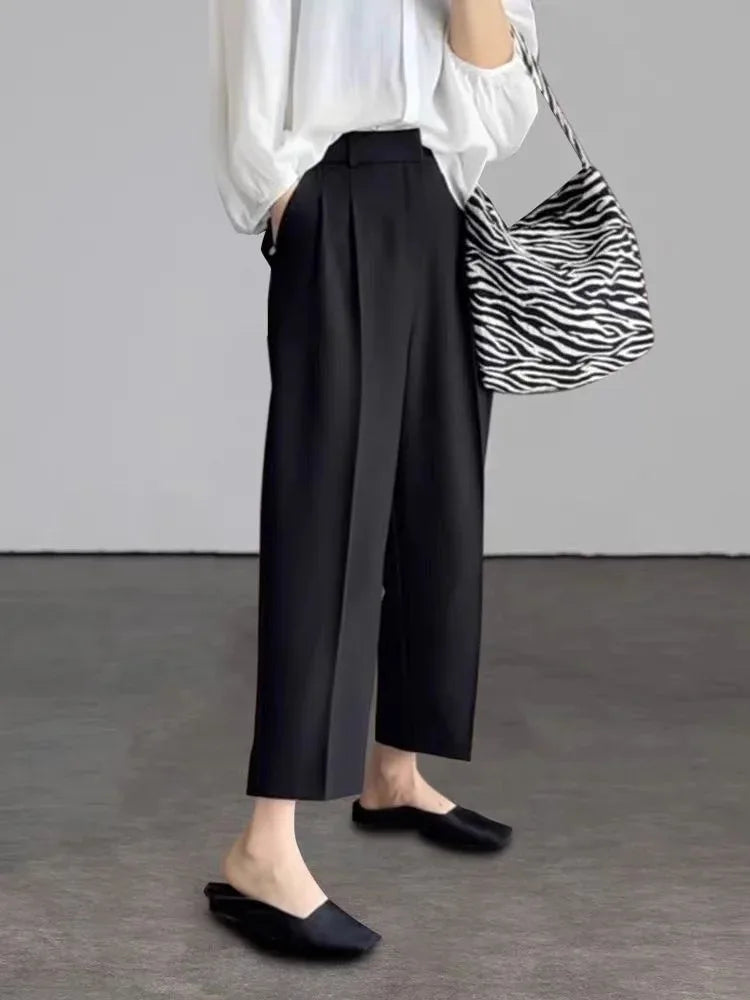 Pantalón de traje tobillero de tiro alto