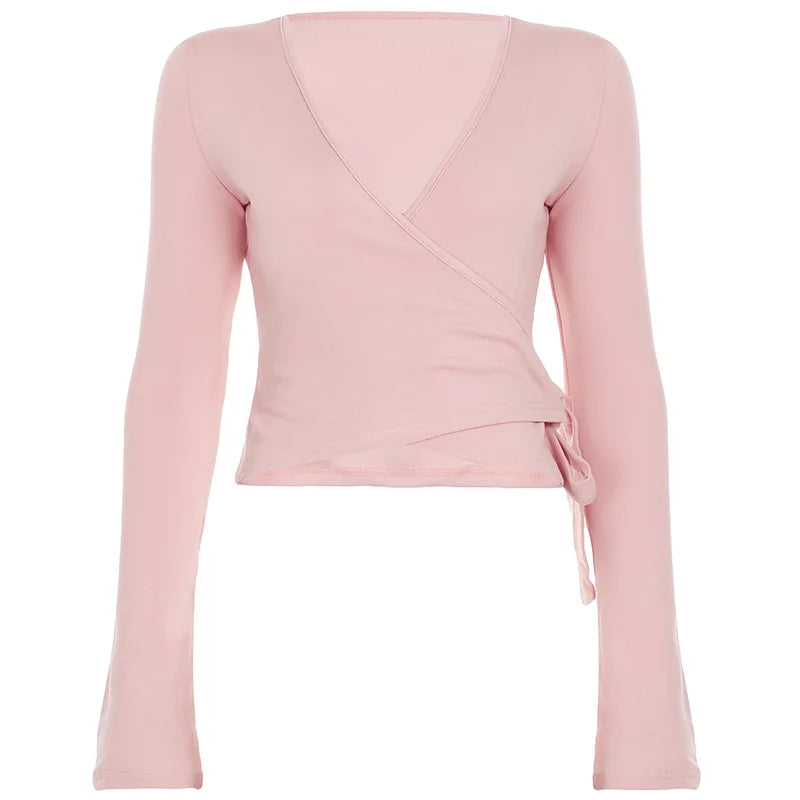 Conjunto de top de manga acampanada y pantalón ancho