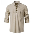 Camisa henley de lino y algodón para hombre