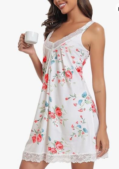 Camisón de modal con encaje y escote en V