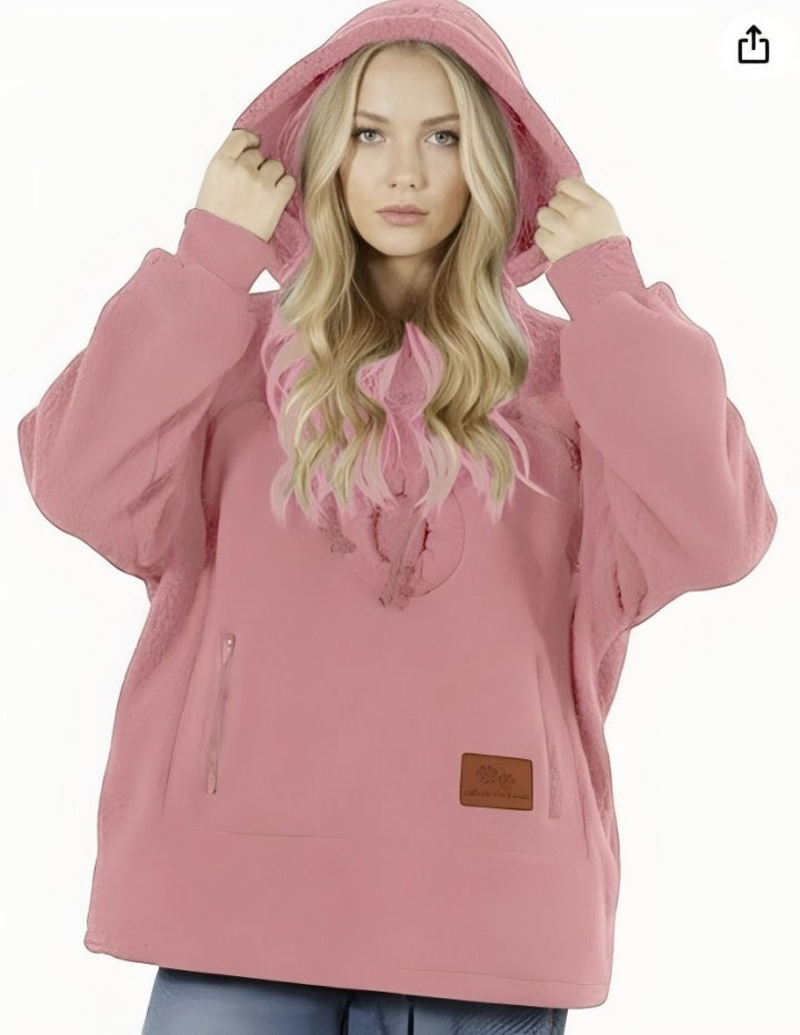 Sudadera polar con capucha y cordón