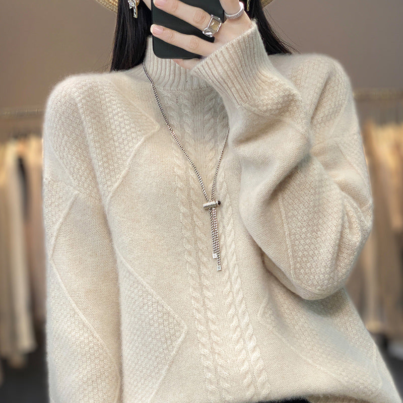 Jersey de punto trenzado con cuello alto