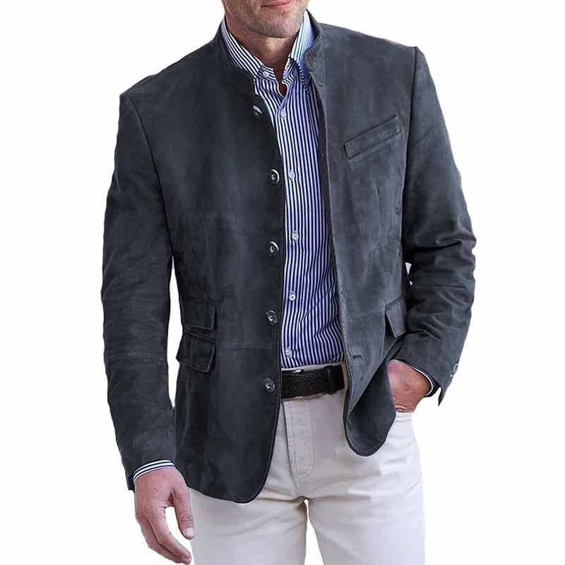 Americana de ante sintético entallada para hombre