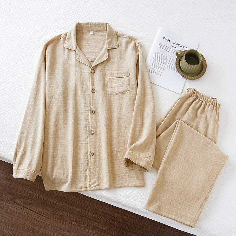 Pijama largo de algodón con dibujo de espiga para hombre